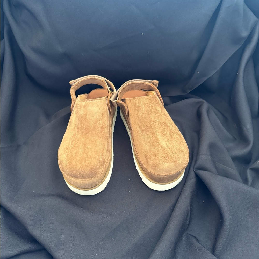 Brown Suede Slip-On Platform Shoes NWOT